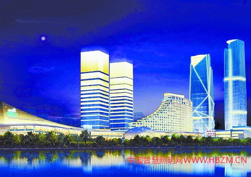 会展片区夜景提升效果图。