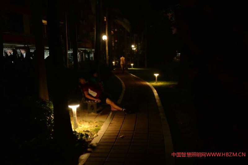 图注:这条步道走着非常舒服,又安全又有情调。所有的光都凝固在地面上,又给情侣们以适当隐私。