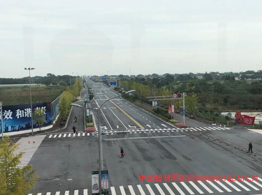 低色温高光效标准化暖黄光LED路灯在城市照明中白天效果图