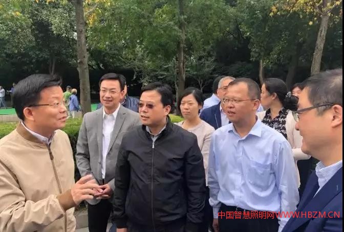 上海市副市长时光辉、副秘书长黄融、黄浦区长巢克俭等领导视察了外滩中山东一路多杆合一工程