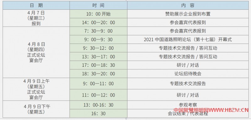 2021-中国道路照明论坛时间安排
