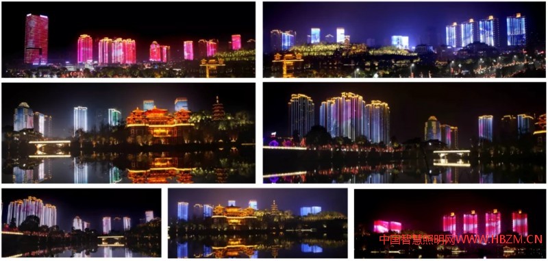 重庆市永川新城区RGBW夜景联动灯饰工程案例